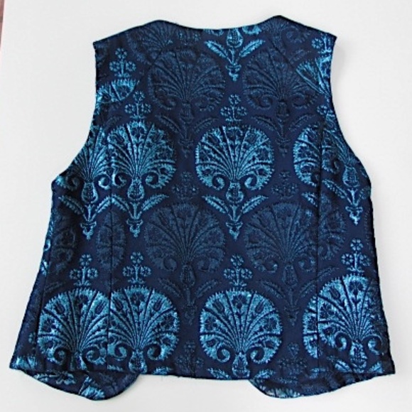 Vintage 70s Handmade Brocade Vest, Size S - Picture 3 of 3